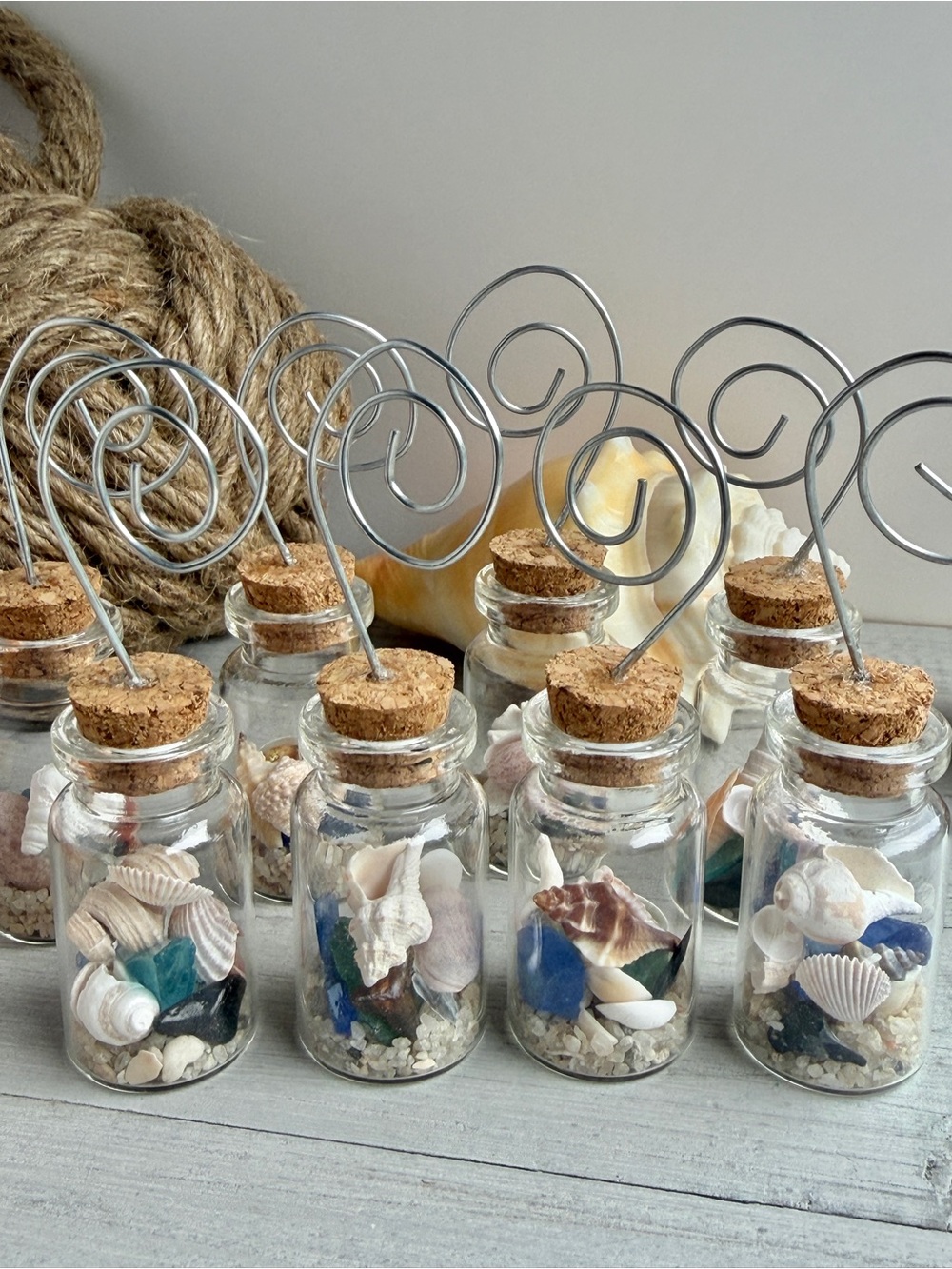 Set of 8 Seashell Coastal Place Settings – Handmade, Table Place Cards